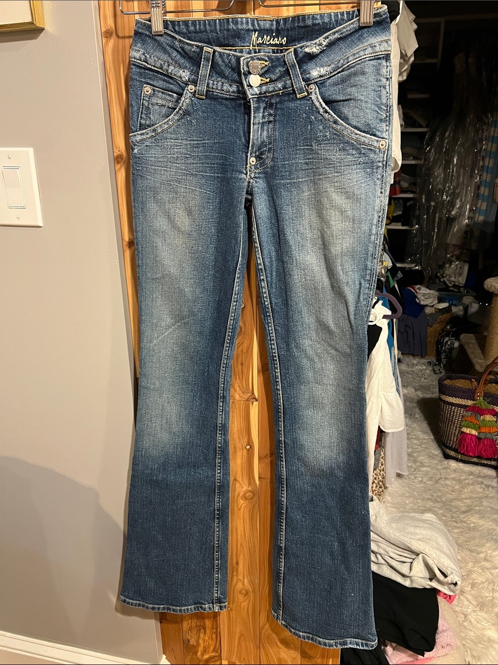 Marciano Women's Low-Rise Flare Jeans in Washed Blue